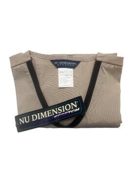 Nu Dimension Khaki Stretch Scrub Top With Contrast Trim & Side Panels